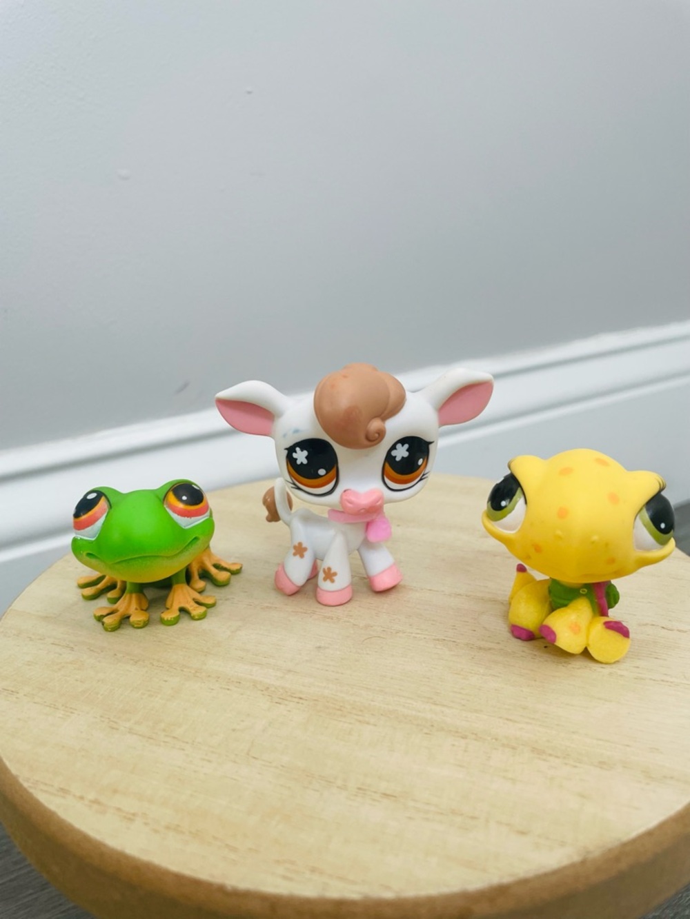 Littlest Pet Shop LPS #476 Cow, #618 Turtle & #50 Frog - Collectible Animal Lot